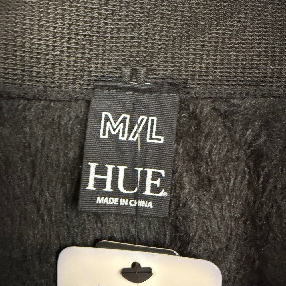 HUE Black Fleece Lined Leggings Womens Size M/L Solid Slim Fit Elastic Waist - Picture 4 of 9